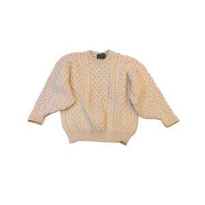 One Size British Wool Adult Unisex Cream Cable Knit 100% Wool